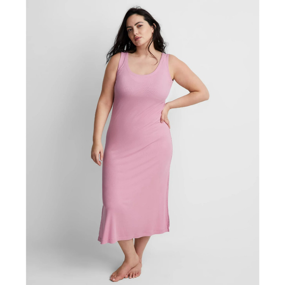 State of Day Women's Size XS Purple Ribbed Modal Comfy Tank Nightgown NWT